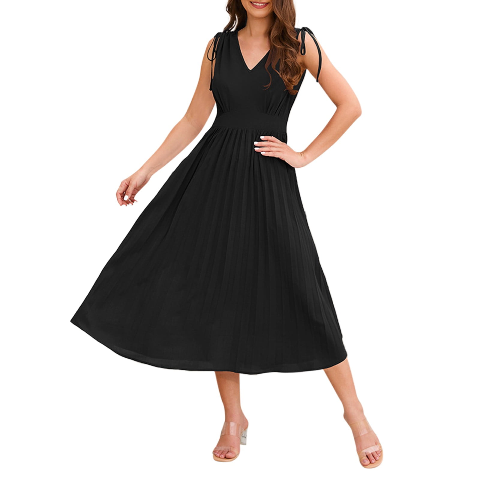 VBARHMQRT Female Womens Formal Dress Womens Summer 2024 New Solid V ...
