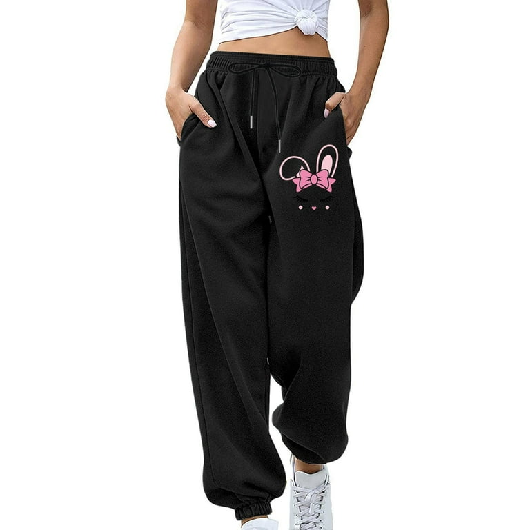VBARHMQRT Female Womens Slacks Petite Short Elastic Waist with Pockets Ms Easter Draw String Loose Elastic Waist Slacks Slacks Slacks for Women High Waisted Long Womens Trousers High Waisted Petite Wa...