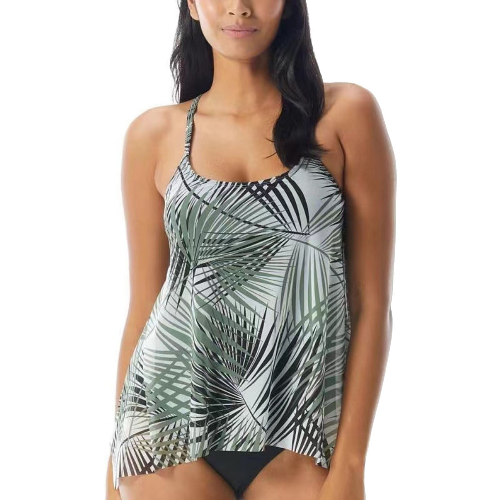 Vbarhmqrt Female Womens Swimwear 2024 Two Piece Print Mesh Stitching