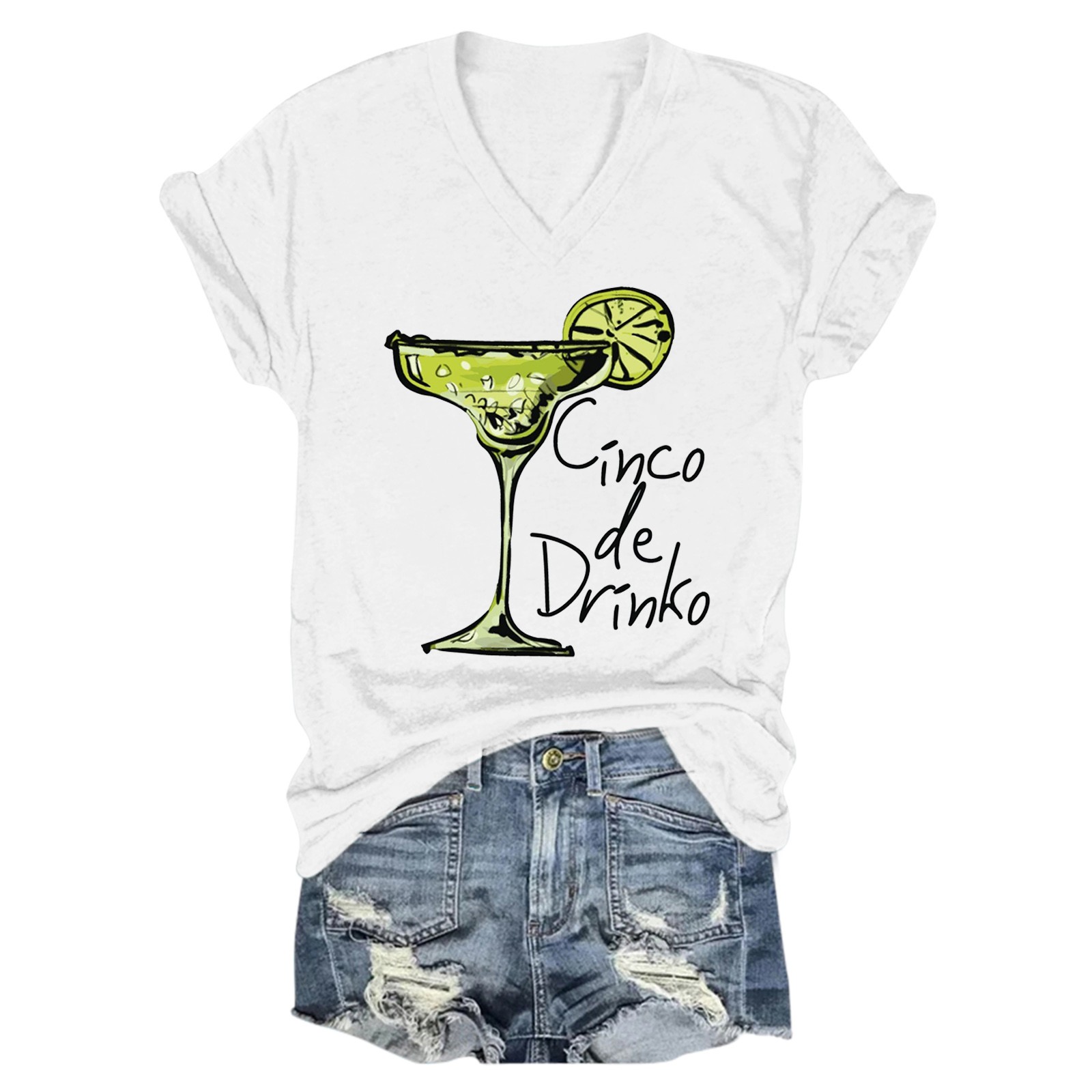 VBARHMQRT Green Party Tops Casual Fashion Printed Crew Neck Short