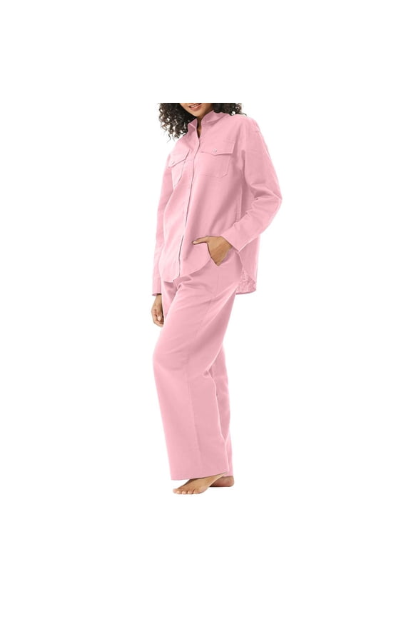 Linen Pants Set for Women Petite Pure Color Linen Cotton Long Sleeve Shirt with Pocket and Relaxed Fit Straight Leg Pants Two Piece Set Linen Pants Set for Women Petite