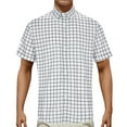 thumbnail image 1 of VBARHMQRT Mens Short Sleeve Shirts Casual Summer Casual Retro Plaid Printed Button Short Sleeved Shirt Short Sleeved Shirt Mens Dress Shirts Slim Fit Black Mens Casual Shirts Long Sleeve Pull Over, 1 of 7