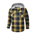 thumbnail image 1 of VBARHMQRT Mens Summer Shirts Linen Spring Men's Fashion Casual Hooded Woolen Flannel Plaid Shirt Coat Beer Shirt Cool Shirts for Men Summer Big and Tall, 1 of 2