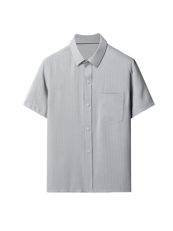 Mens Summer Shirts Short Sleeve Silk Satin Short Sleeved Shirts for Middle Aged and Elderly Mens Summer Thin Shirts for Mens Casual Loose Shirts for the Elderly