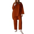 thumbnail image 1 of VBARHMQRT Pant Sets Women 2 Piece Outfits Dressy Loose Solid Color Cotton and Linen Fashion Casual Long Sleeved Shirt Top Trousers Two Sets Pants Suits for Women Casual Petite, 1 of 6