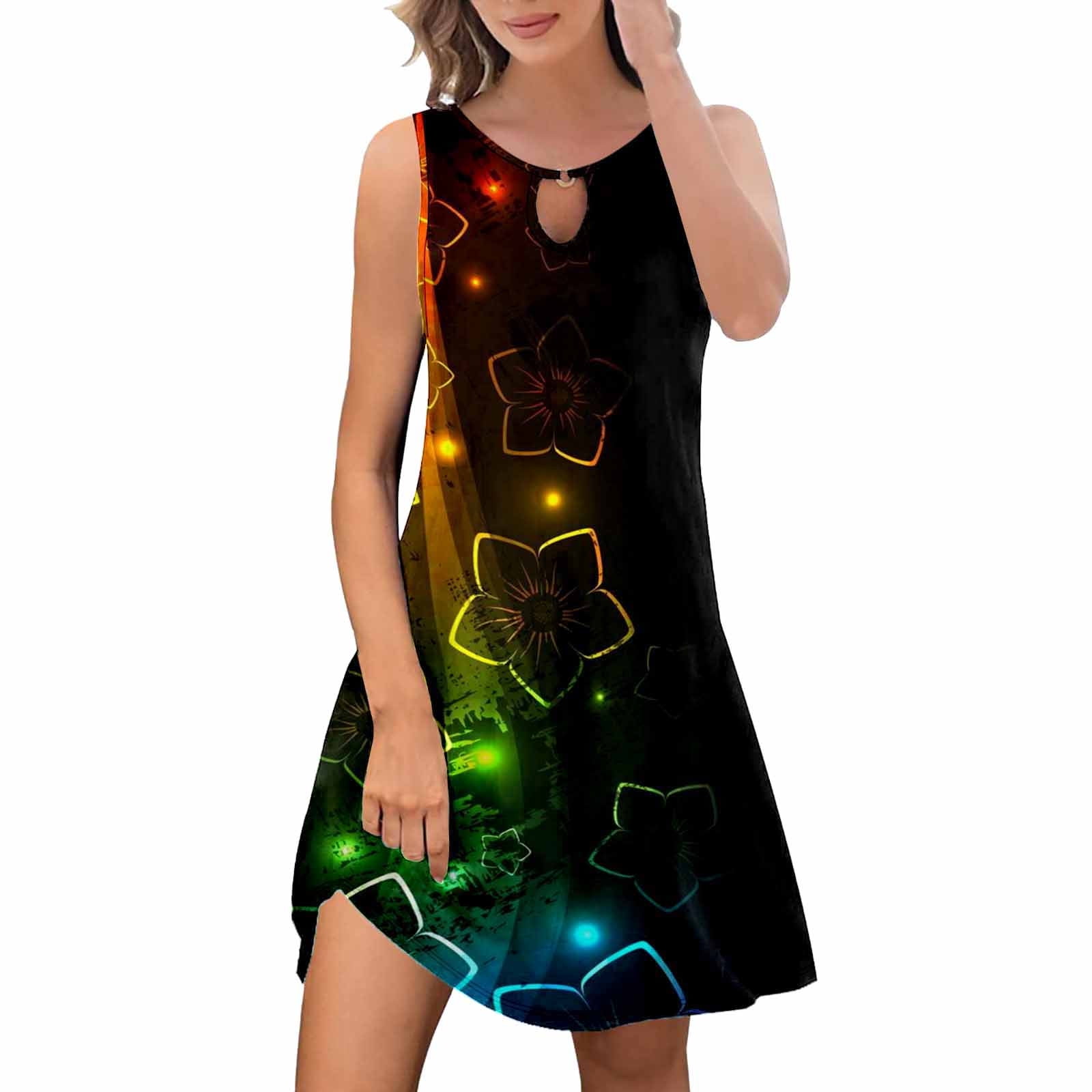 VBARHMQRT Pink Mini Dress Summer Dresses for Women Trendy Boho Floral ...