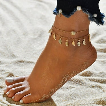 VBARHMQRT Plus Size Ankle Bracelet Silver Gold Silver Ankle Bracelet Women Anklet Adjustable Chain Foot Beach Silver Ankle Bracelets for Women Pack Anklets for Women Sterling Silver Heart
