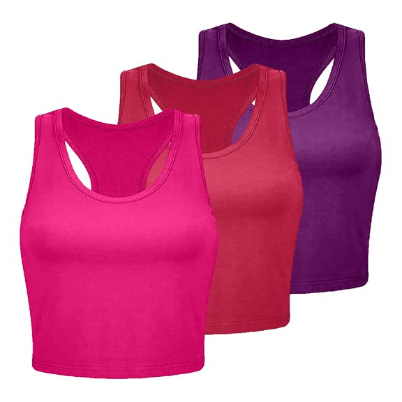 VBARHMQRT Plus Size Tank Tops for Women Dressy 3 Piece Tank Tops Ribbed Seamless Workout Exercise Shirts Yoga Crop Tops Sports Bra Tank Tops for Women