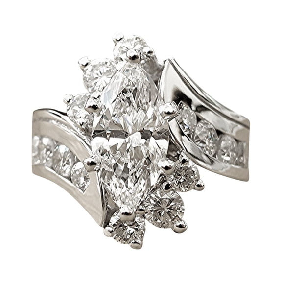 VBARHMQRT Promise Rings for Her and Him Women Gorgeous Diamond Irregular Sparkling Ringsilver Rings Zirconia Wedding Engagement Jewelry 6 10 Stainless Steel Rings for Women