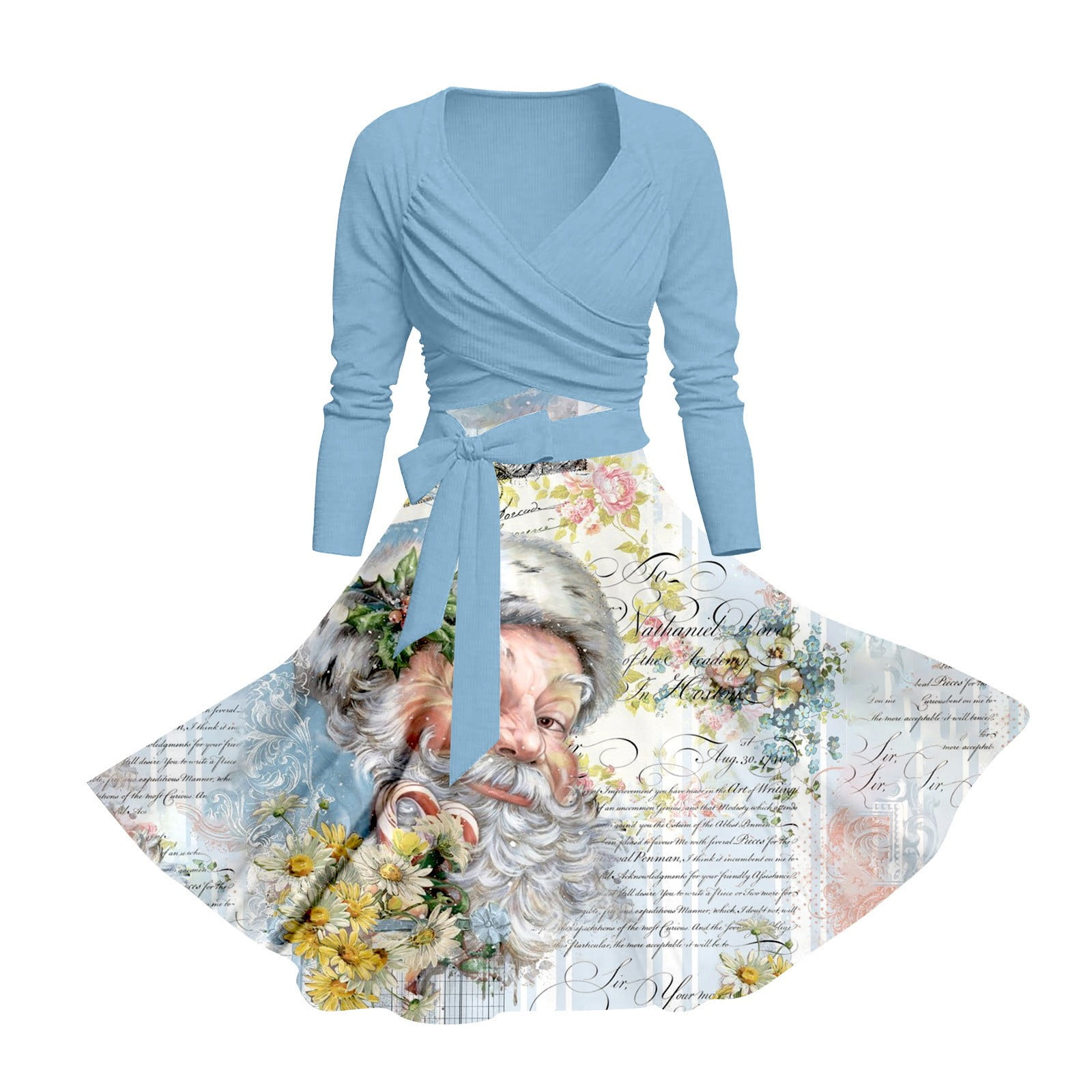 VBARHMQRT Red Satin Dress Christmas Women's Classic Tea Dress Long