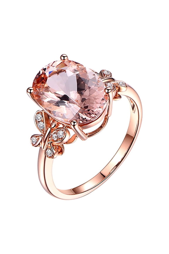 Rings Women Natural Morgan Stone Plated 18K Rose Gold and Diamond Ring Thumb Rings for Women Sterling Silver Turquoise Ring
