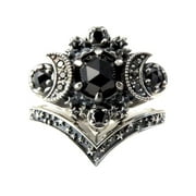 VBARHMQRT Rings for Women Sterling Silver Diamond Fashion Diamond Silver Moon Engagement Ring Set Boho Stacking Wedding Rings Black Pearl Rings for Women Silicone Couples Rings Set