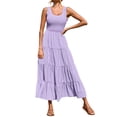 thumbnail image 1 of VBARHMQRT Sexy Dresses 2024 Casual Loose Plain Maxi Sundress Smocked Tank Dress Sleeveless Summer Beach Tiered Long Dresses Casual Dresses for Women Winter 2024 Trendy Bridesmaid Dresses for Women, 1 of 6