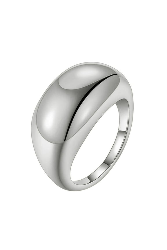 Stainless Steel Rings Woman Birthstone Dome Statement Rings Gold Plated Stackable Thick Band Knuckle Rings for Women Finger Minimalist Jewelry Size 5 12 Silver Rings Non Tarnish Pack