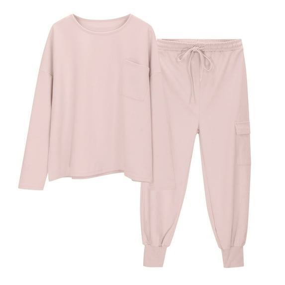 VBARHMQRT Sweatsuits for Women Zip up Solid Color Casual Sports Round Neck Long Sleeved Drawstring Elastic Waist Overalls Tops and Trousers Jogging Two Piece Set Pant Suits for Women Plus Size Sparkly