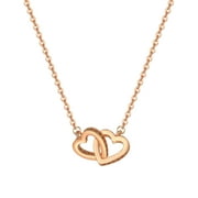 VBARHMQRT Women Double Heart Necklace Heart to Heart Titanium Steel Necklace Temperament Pendant Necklace Necklaces for Women Trendy Silver Boho Gold Plated Necklace