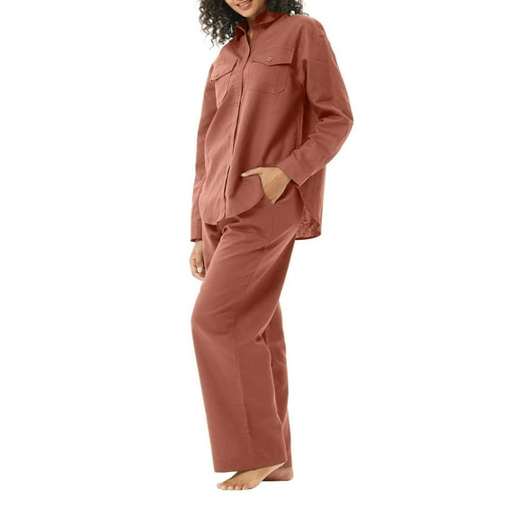 VBARHMQRT Women Linen Pants Set Pure Color Linen Cotton Long Sleeve Shirt with Pocket and Relaxed Fit Straight Leg Pants Two Piece Set Linen Pants Set for Women Beach Linen Pants Set for Women Tall