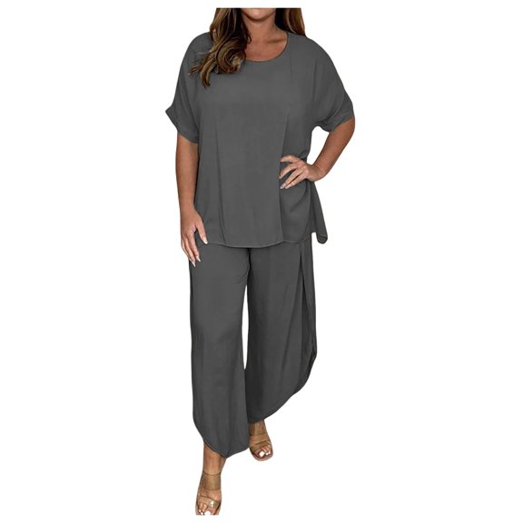 VBARHMQRT Women Pant Suits Dressy Casual Large Women 2024 Two Piece Knit Matching Outfits High Neck Slim Fit Tops and Flared Trousers Tracksuit Sets Womens Sweatsuits 2 Piece Set Crop Top