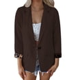 thumbnail image 1 of VBARHMQRT Women Suit Jacket Brown Ladies' Solid Color Slim Fit One Button Middle Sleeve Leisure Suit Jacket Suit Jackets for Women Fashion Work Suit Jackets for Women, 1 of 4