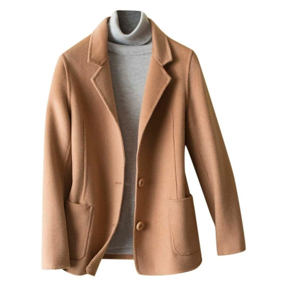 VBARHMQRT Womens Blazer Jacket Plaid Womens Ladies Warm Coat Jacket Lapel Winter Long Outerwear Tops Womens Jacket Long Dressy Wool Blazer for Women 2024