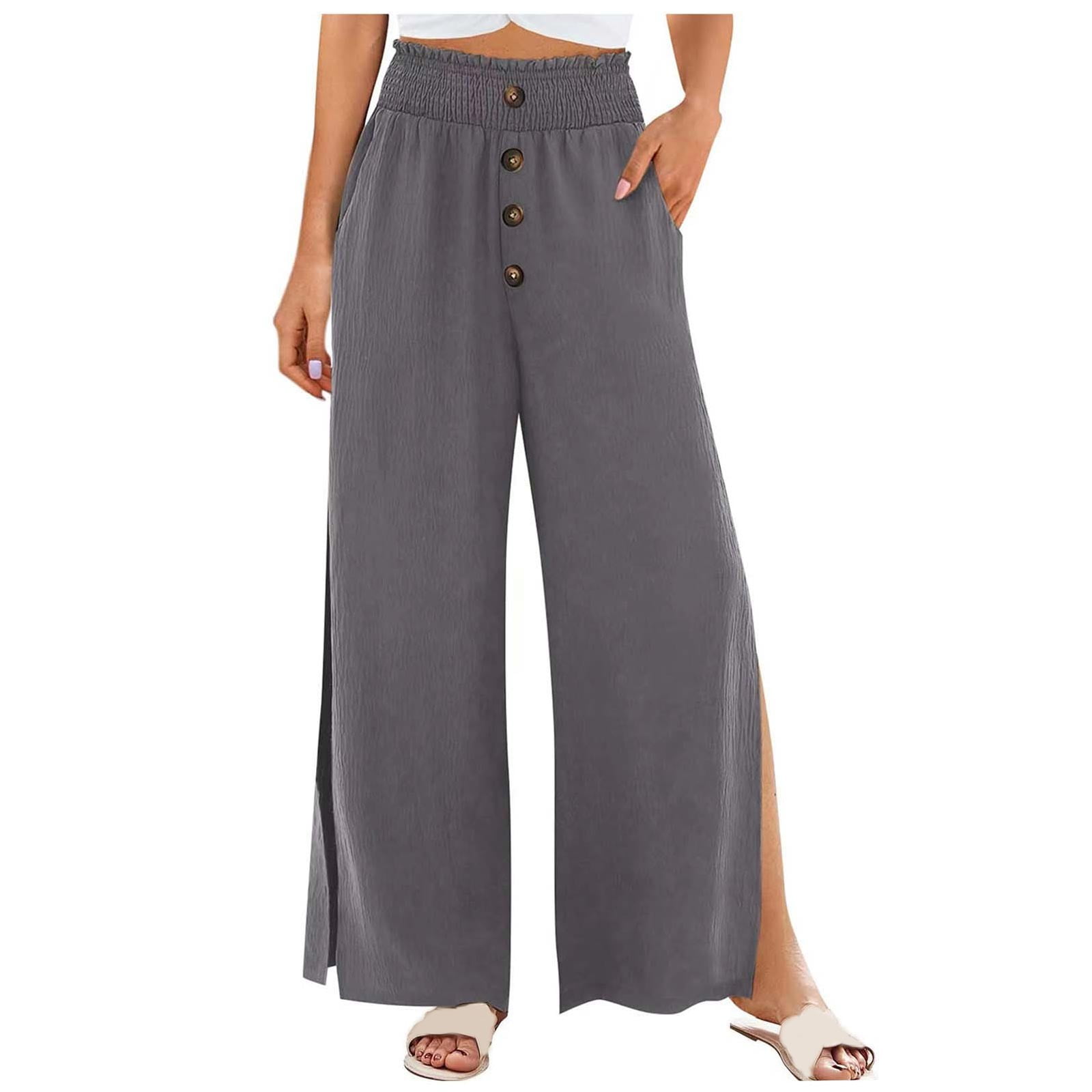 VBARHMQRT Womens Casual Pants Plus Size Tall Linen Pants Comfy Flowy ...