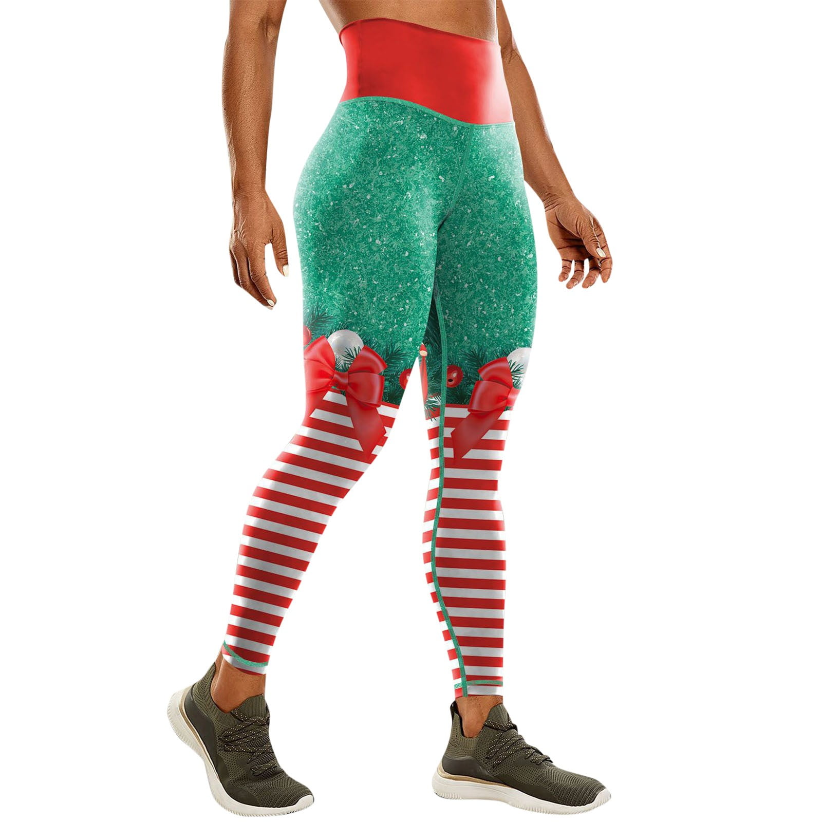 VBARHMQRT Womens Leggings with Pocket 3/4 Length Christmas Seamless Yoga  Dress Dance Abdominal Stretch Zipper Bodysuit Wide Leg Yoga Pants for Women