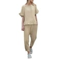 VBARHMQRT Womens Linen Pants Petite Length Sets Ladies Loose Casual