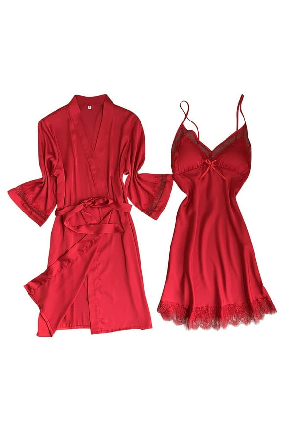 Womens Lingeries Christmas Santa New Satin Silk Pajamas Nightdress Women Robes Underwear Sleepwear Lingerie Valentines Lingerie Birthday Gifts for Women Purple