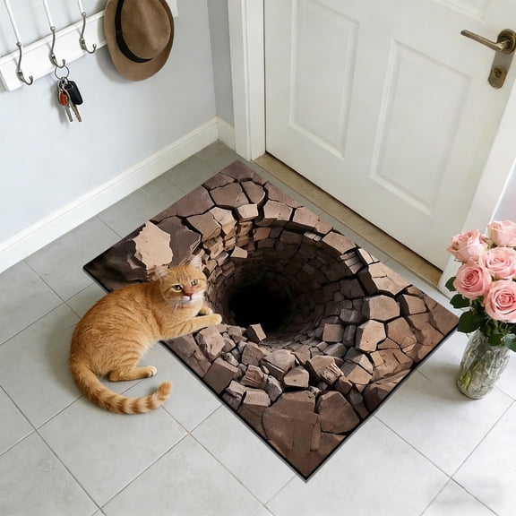 VBBHG 2026 New 3D Rugs Optical Illusion, 15.74X23.62 INCH 3D Carpet Bottomless Hole Optical Illusion Area Rug, Rug That Looks Like A Hole, Non Slip Washable