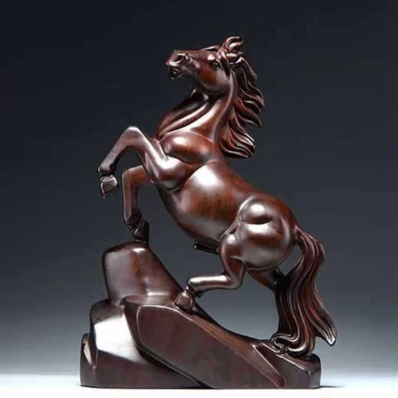 VBBHG Feng Shui Horse Figurines, 2026 Year of The Horse Statue, Wooden Horses Sculpture with Wealth-Attracting Talisman, Chinese New Year Gift for Home Decor