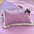 thumbnail image 1 of VBBHG Ruffle Pillow Shams Lace Pillowcase 2 pcs Pillow Case Home Bed Pillowslip, 1 of 6