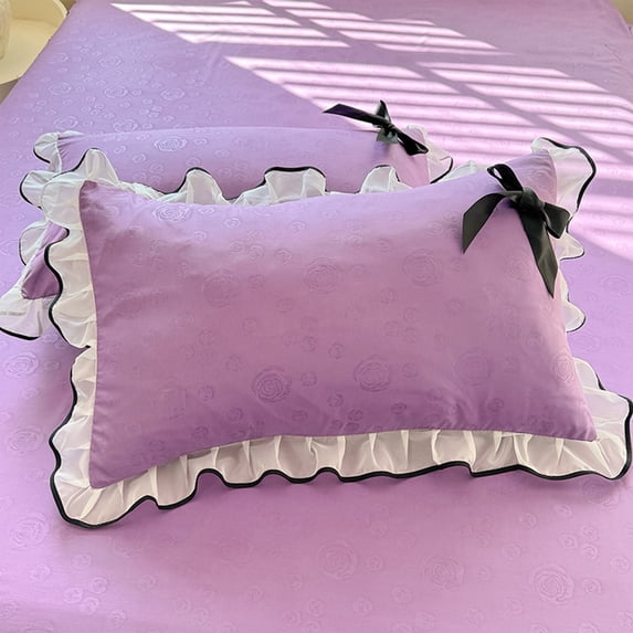 VBBHG Ruffle Pillow Shams Lace Pillowcase 2 pcs Pillow Case Home Bed Pillowslip