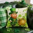 thumbnail image 1 of VBBHG St Patricks Day Shamrock Dwarf Gnome Pillow Cover, 17.71x17.71 Inch Clover Gold Coins Tiny Ladybug Cushion Case Decoration for Sofa Couch, 1 of 6