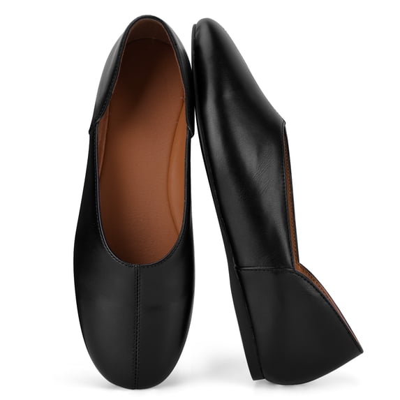 VBDB Women Square Toe Ballet Flats, Faux Leather Slip‑On Flat Shoes Comfortable Casual Dress Shoes For Daily Office