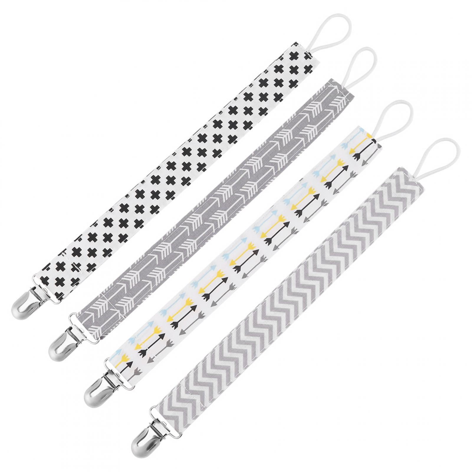 VBESTLIFE 4pcs Baby Pacifier Clip Chain Printing Cotton Strap Soother