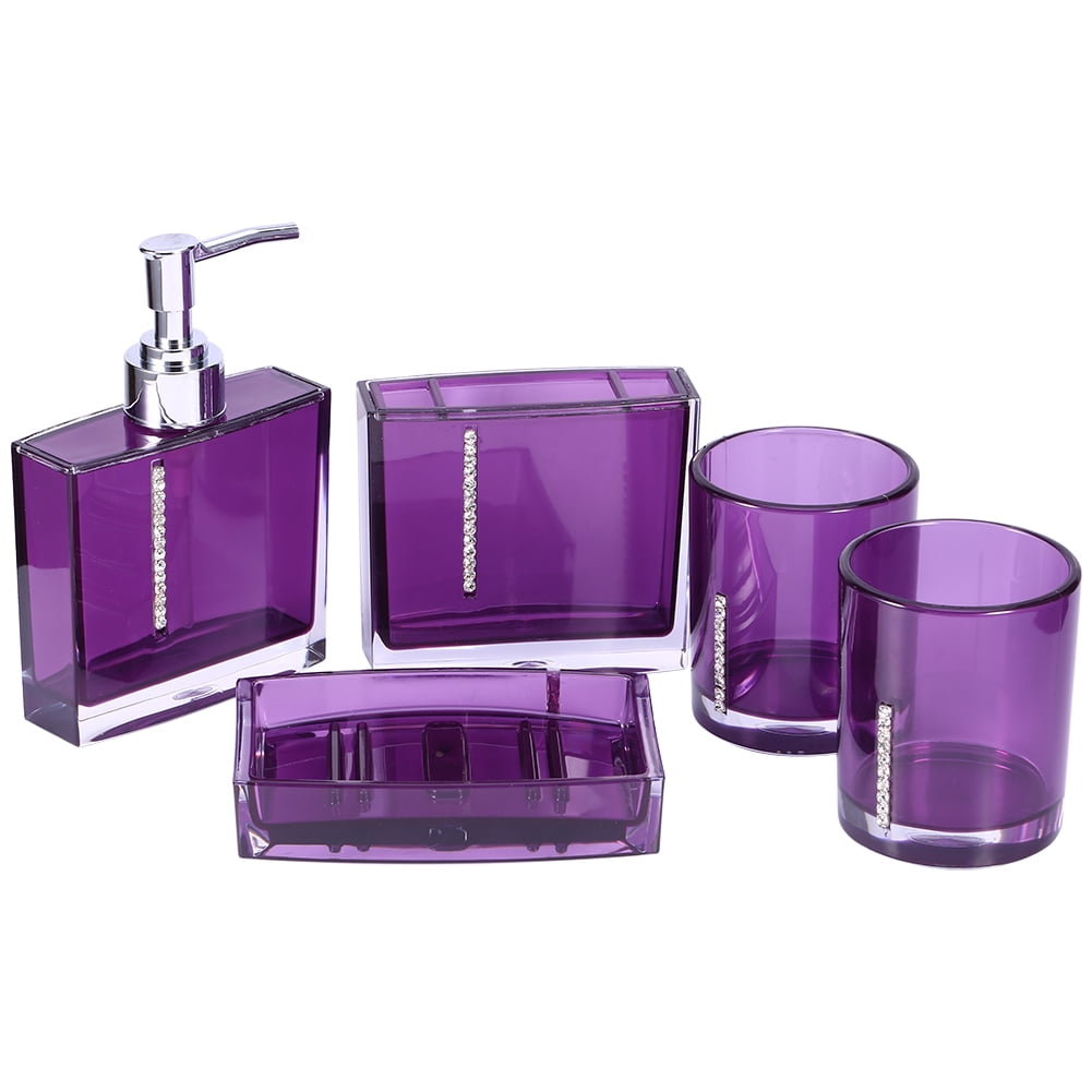 OTVIAP VBESTLIFE Modern Stylish 5-Piece Purple Solid Contemporary Acrylic Bath Cup - Walmart.com