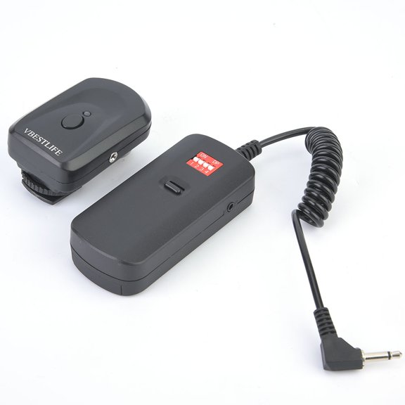 VBESTLIFE DC-16 16-Channel Wireless Studio Camera Flash Slave Trigger Transmitter and Receiver Kit with 3.5mm to 6.35mm Adapter and Sync Cable for Professional DSLR Photography Setups