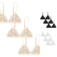 thumbnail image 1 of VBEWZET 3 Pack Women French Lace Bralette, Wireless Thin Triangle Cup Bra Set, Soft Push Up Bras for Small Bust Daily Wear Beige M, 1 of 3