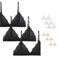 thumbnail image 1 of VBEWZET 3 Pack Women French Lace Bralette, Wireless Thin Triangle Cup Bra Set, Soft Push Up Bras for Small Bust Daily Wear Black XL, 1 of 3