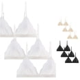 thumbnail image 1 of VBEWZET 3 Pack Women French Lace Bralette, Wireless Thin Triangle Cup Bra Set, Soft Push Up Bras for Small Bust Daily Wear White M, 1 of 3