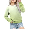 thumbnail image 1 of VBEWZET Big Girls Gradient Print Crew Neck Sweatshirt, Long Sleeve No Hood Pullover Top, Casual Loose Kids Sweatshirt for Autumn Winter Light Green 4-5 Years, 1 of 3