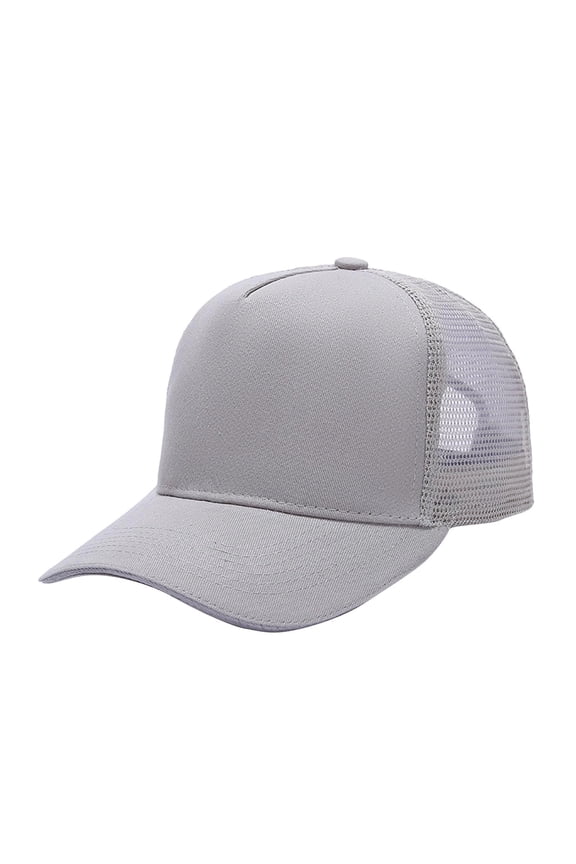 Blank Trucker Baseball Cap, Mesh Back Adjustable Snapback Hat,Casual Sun Hat for Adults Grey