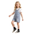 thumbnail image 1 of VBEWZET Girls Denim Short Overalls, Adjustable Strap Jean Rompers with Pockets, Casual Summer Outfit for Kids & 6-16 Years Light Blue 6-7 Years, 1 of 6