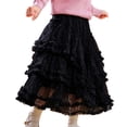 thumbnail image 1 of VBEWZET Girls Polka Dot Mesh Tiered Tulle Midi Skirt, Ruffle Layered Cake Tutu Long Skirt, Korean Elastic Waist Maxi Skirt for Girls Spring Autumn Black 8-9 Years, 1 of 5