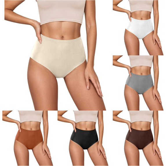 VBEWZET Seamless High‑Rise Ladies Briefs, Thin Ice‑Silk No‑Show Daily‑Wear Triangle Panties Beige L