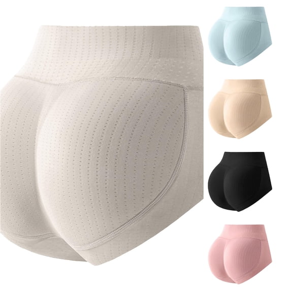 VBEWZET Seamless Lifting Shaping Briefs, Breathable Ribbed Padded Enhancer Underwear for Ladies White XL