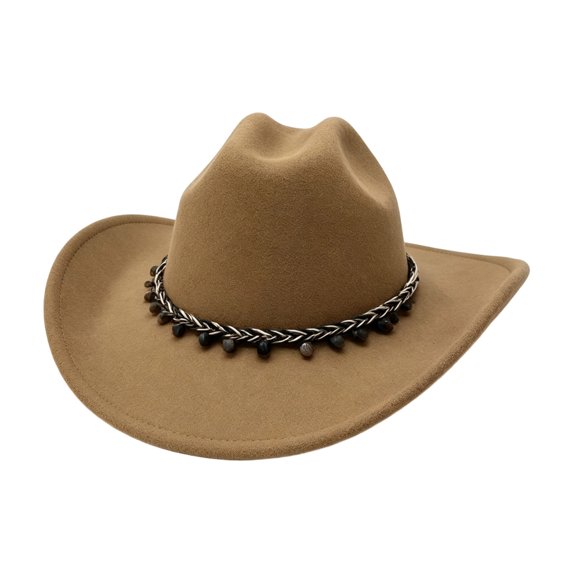 VBEWZET Shapeable Brim Woven Cowboy Cap, Band Decor Packable Protection Beach Hat for Riding, Fishing, Camping & Vacation