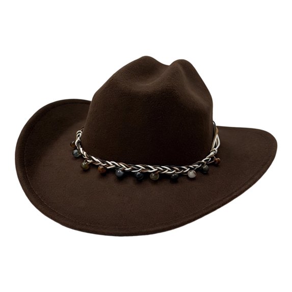 VBEWZET Shapeable Brim Woven Cowboy Cap, Band Decor Packable Protection Beach Hat for Riding, Fishing, Camping & Vacation
