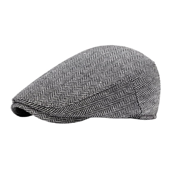 VBEWZET Unisex Herringbone Newsboy Flat Cap, Vintage British Wool Blend Hat, Multi Color Retro Painter Beret Driving Sun Hat for Men Women Light Gray One Size