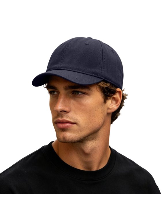 Unisex Short Brim Washed Cotton Baseball Cap, Solid Blank Soft Hat, Adjustable Strap Casual Outdoor Street Sun Hat Multiple Colors Navy One Size